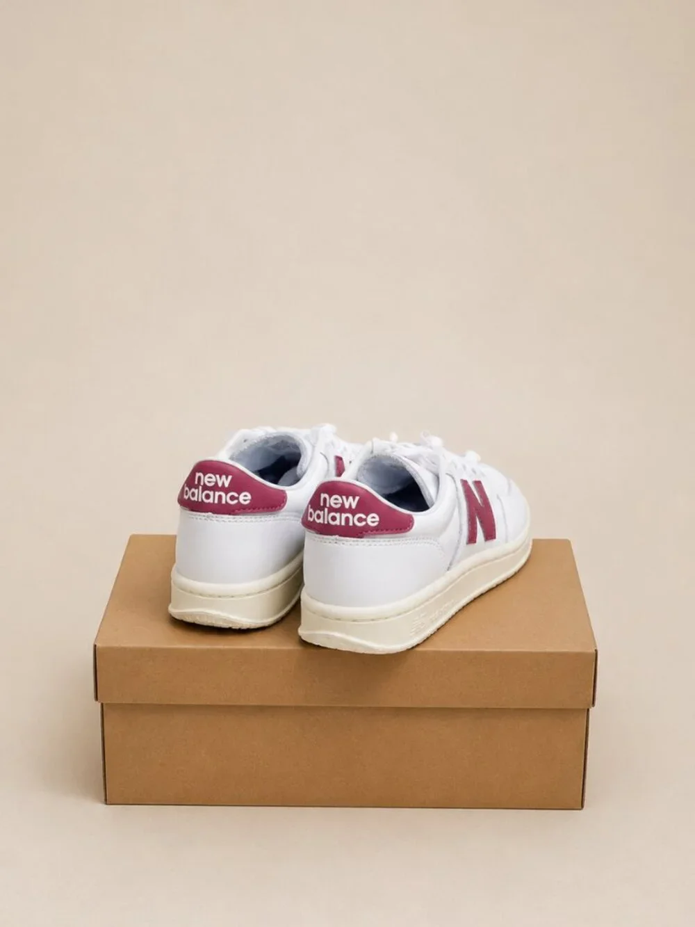 New Balance CT500 White Burgundy Leather Court Sneakers CT500LPB Mens 8